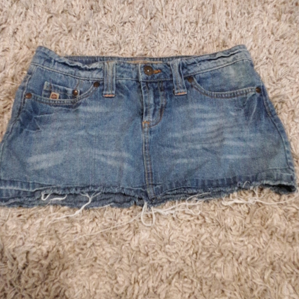 Distressed Denim Miniskirt
